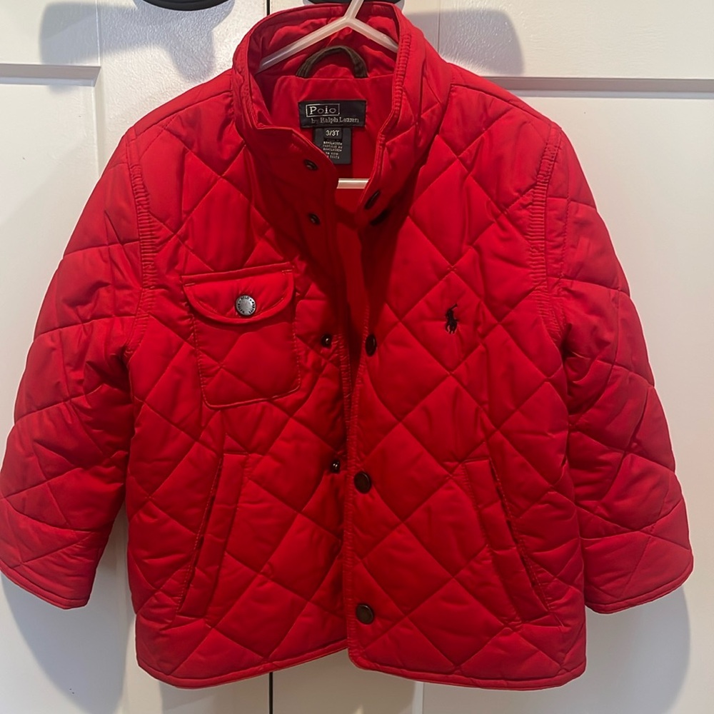 Polo, Red, size 3T quilted jacket